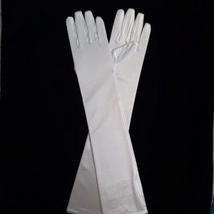 White Satin Gloves